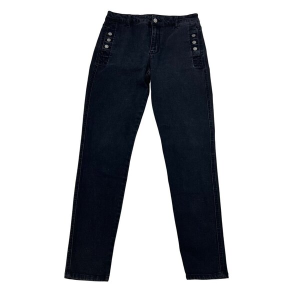 Elan Women’s Button Accent Skinny Jeans Faded Black Size Medium - Picture 1 of 9